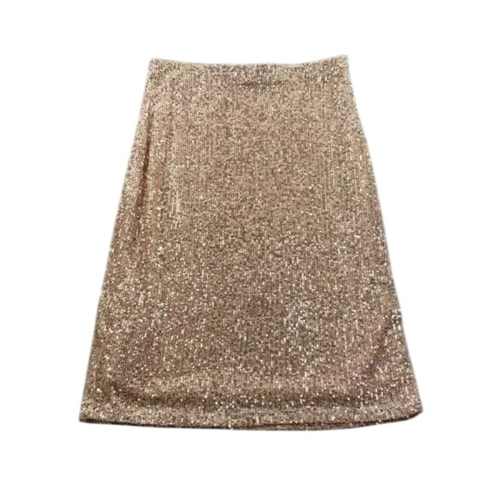 Adrianna Papell Rose Gold Sequin Pencil Skirt Pull On Skirt Size Medium - Picture 3 of 4